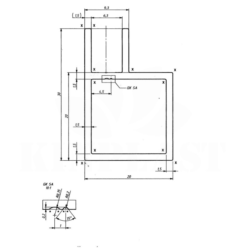 Hliníkový profil AHJ20V1, 20x20x1,5mm, 1x drážka rovná 6mm, 100cm, stříbrný elox