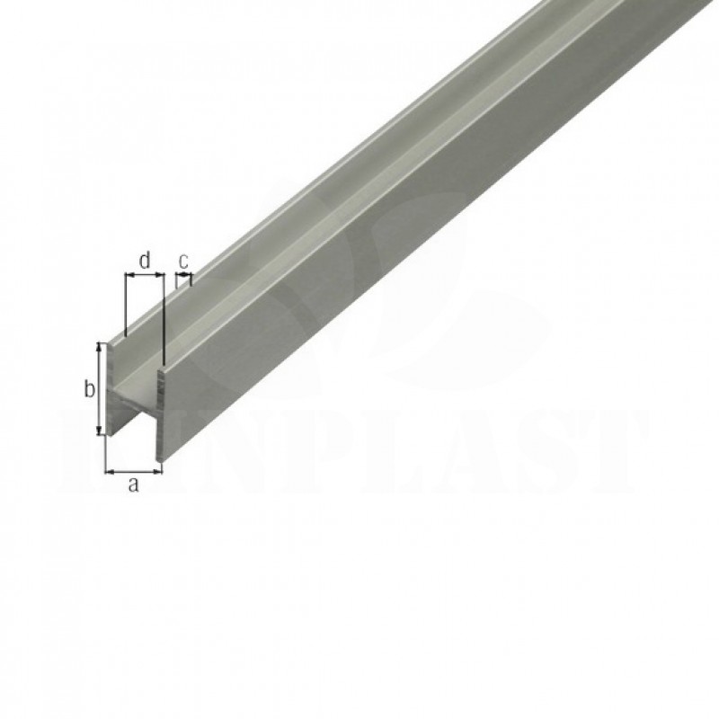 Hliníkový profil H, 20x8,9x1,5mm, 100cm, stříbrný elox