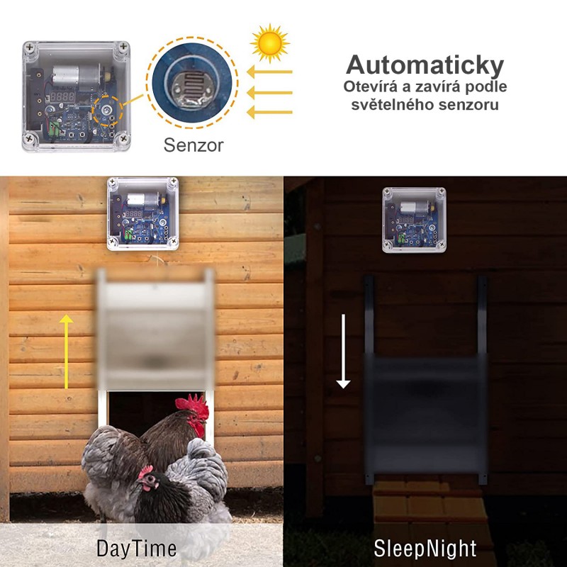 Automatické otevírání dvířek - strojek Poultry kit Vertical Premium