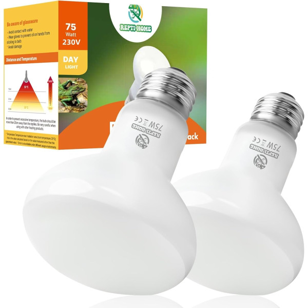 Infražárovka Repti 75 W, čirá tepelná lampa pro ohřev a světlo pro kuřata a křepelky, 2 kusy v balení 
