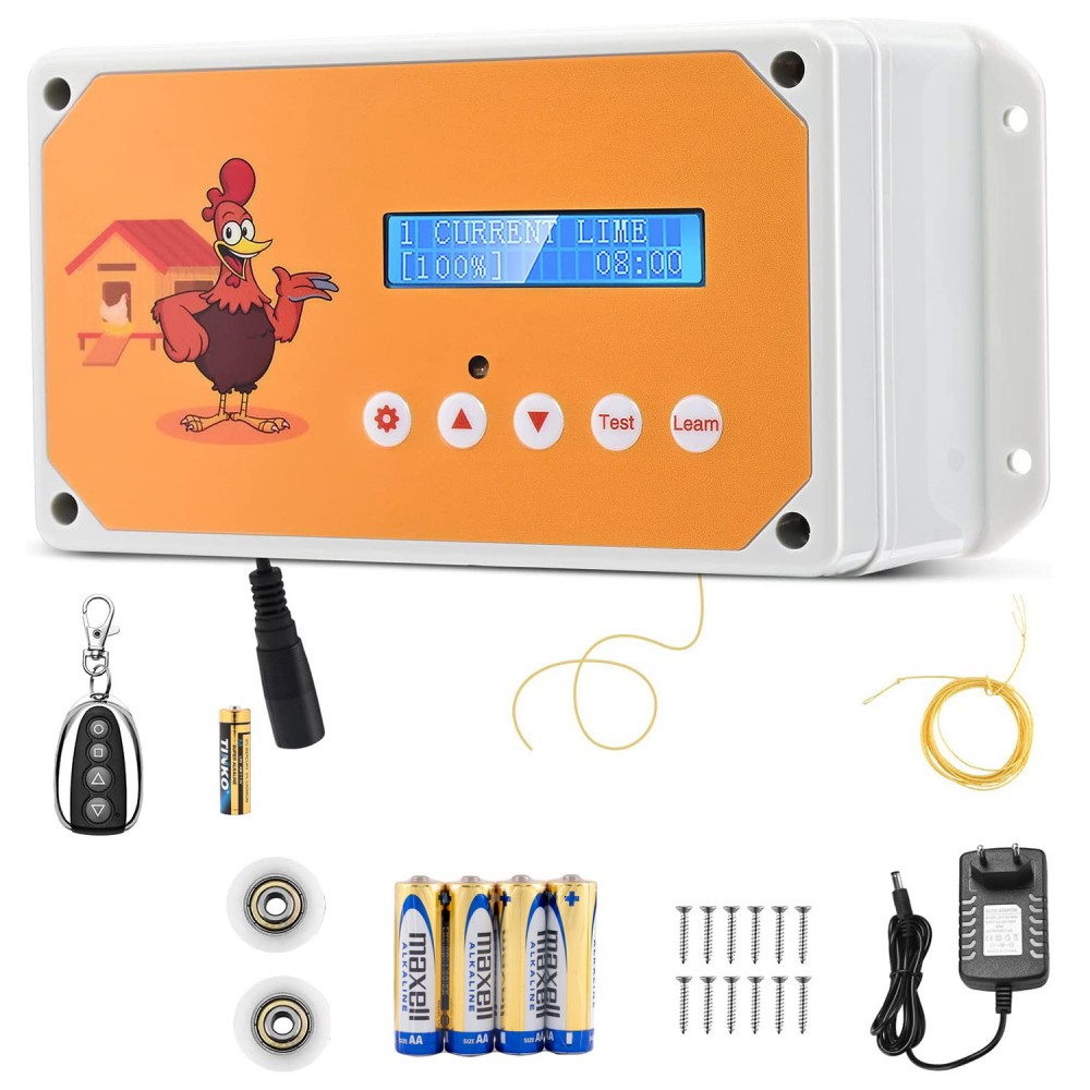 Automatické otevírání a zavírání kurníku Chicken Coop až 3 kg dvířka s časovačem + baterie