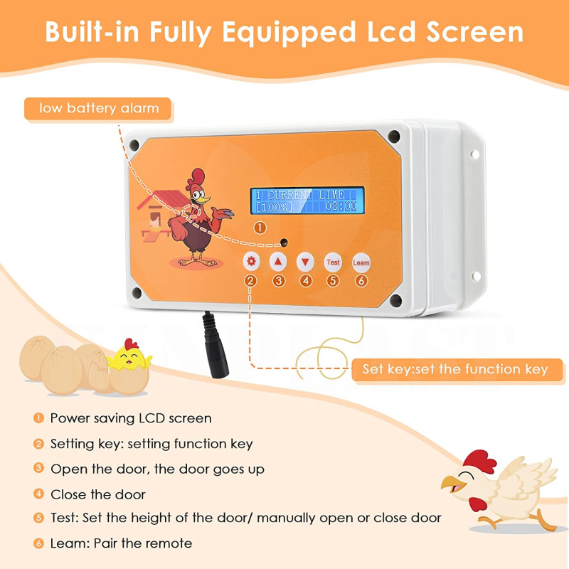 Automatické otevírání a zavírání kurníku Technik Coop Komplet 250x330, 230V + 4x baterie AA, kompletní sada s dvířky