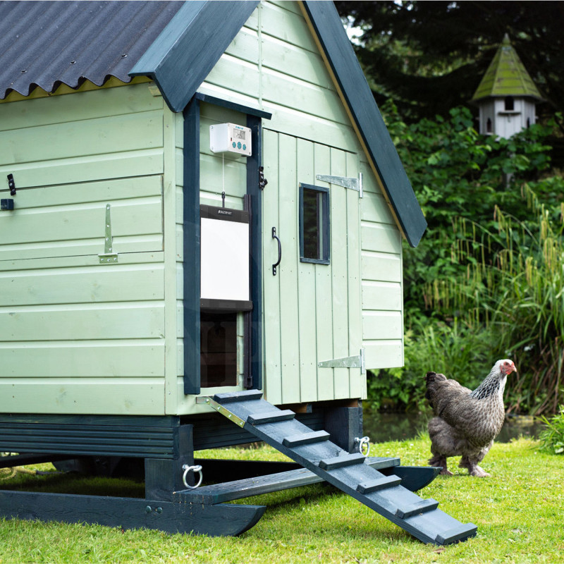 Automatická dvířka kurníku - strojek Poultry kit Premium 230V + 4x baterie AA, otevírání a zavírání vertikálních dvířek