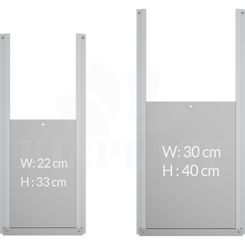 Dvířka pro otevírač kurníku, 300 x 400 mm, Kerbl, hliníkové ližiny a dvířka z hliníkového plechu 2 mm