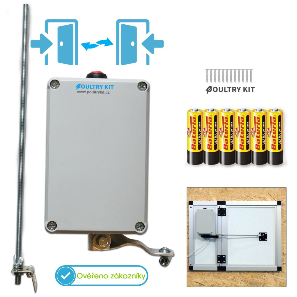Automatické otevírání a zavírání kurníku Poultry kit Horizont, 6x AA baterie, řízené mikroprocesorem