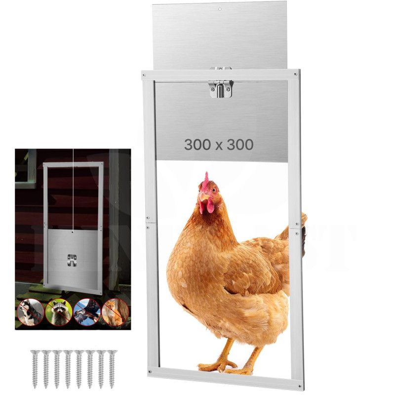 Automatické otevírání a zavírání kurníku Chicken-Door až 4 kg dvířka s časovačem + světelný senzor + alu dvířka 30 x 30 cm