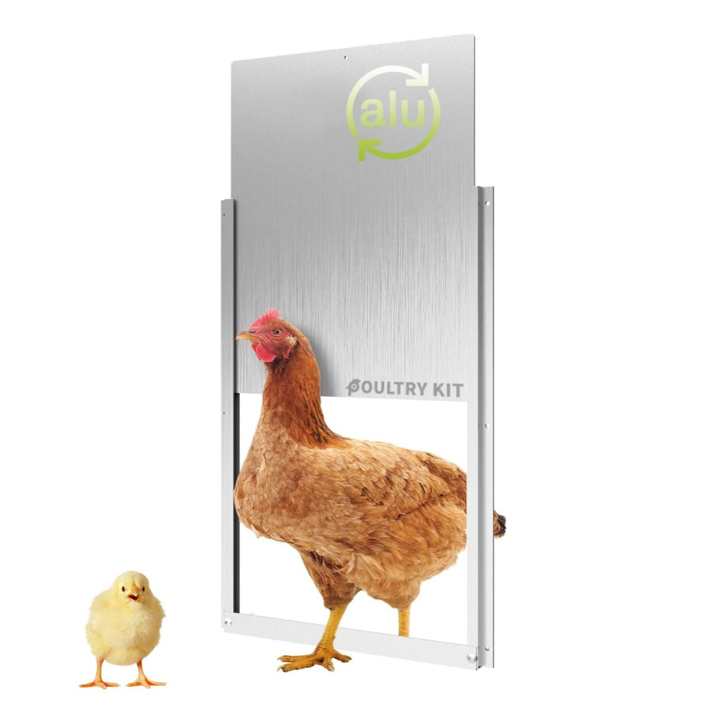 Dvířka pro otevírač kurníku, 300 x 400 mm, Kerbl, hliníkové ližiny a dvířka z hliníkového plechu 2 mm