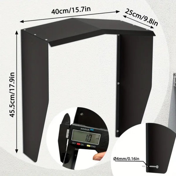 Stříška pro automatická dvířka kurníku s boční ochranou pro dvířka i vchod, povětrnostně odolná z kovu 40 x 25 x 45 cm