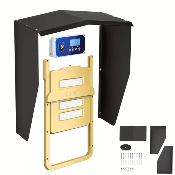 Stříška pro automatická dvířka kurníku s boční ochranou pro dvířka i vchod, povětrnostně odolná z kovu 40 x 25 x 45 cm