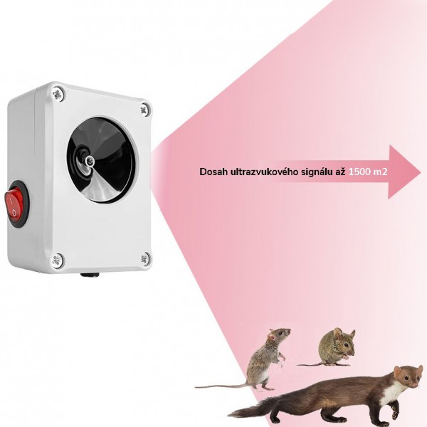 Plašič na kuny, myši a potkany ultrazvukový Dragon Ultrasonic C100, vodotěsný, napájení 6V adaptér