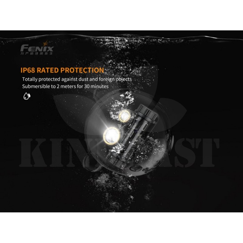 Čelovka Fenix HM65R IP68 1400 lm 300 h 3400 mAh, dálkový a široký reflektor pro zahradní noční život