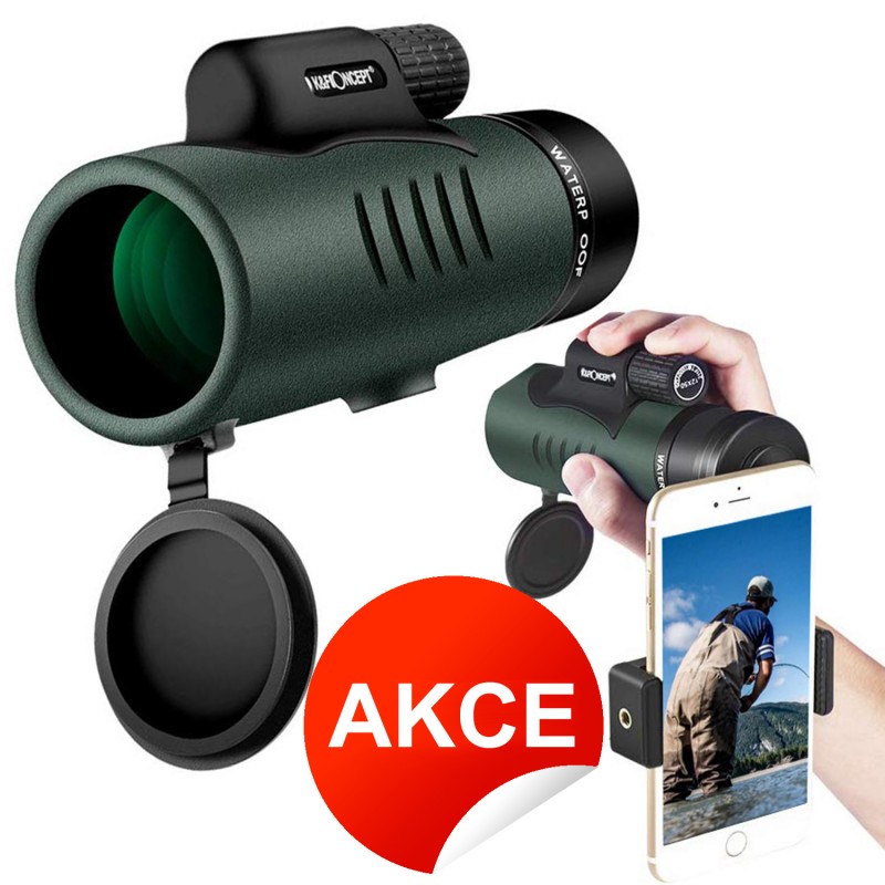 Dalekohled Monokular 12 x 50 HD, mini dalekohled s držákem na smartphone BAK4-Prisma a FMC