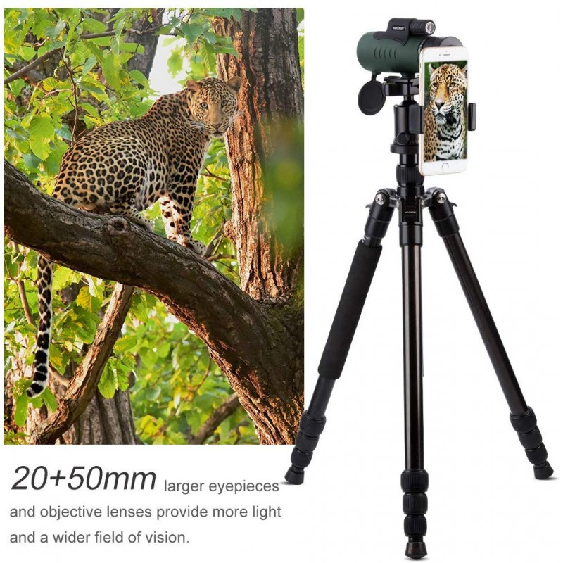 Dalekohled Monokular 12 x 50 HD, mini dalekohled s držákem na smartphone BAK4-Prisma a FMC