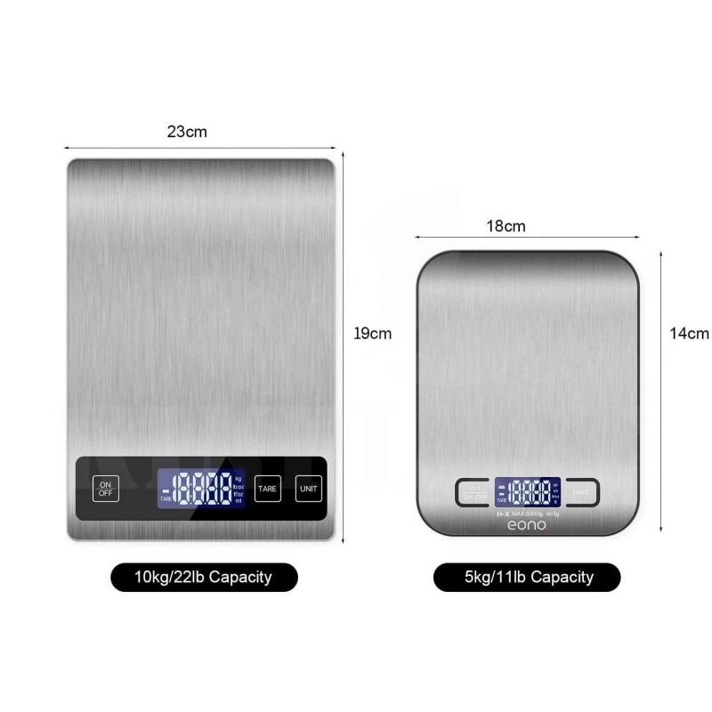 Digitální váha, prémiová nerezová váha na pečení a vaření 5 kg / 1 g, deska z ušlechtilé oceli 