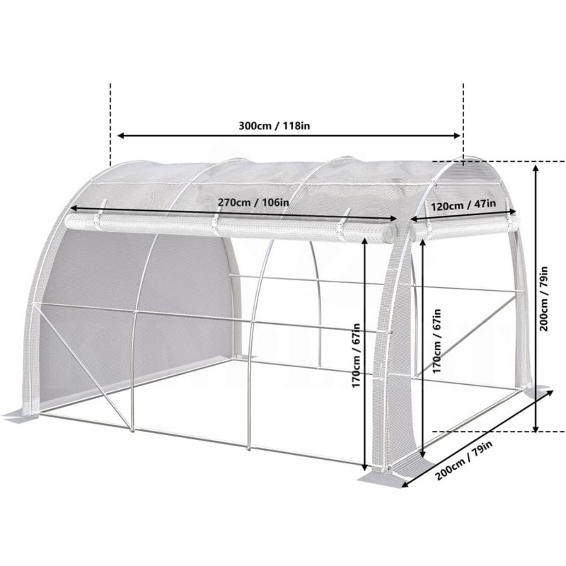 Zahradní fóliovník Orchard 6 m², 3 x 2 x 2 m, tunel s rolovacími stěnami,  trubky 19 mm, PE 140 g/m² s vysokou hustotou 