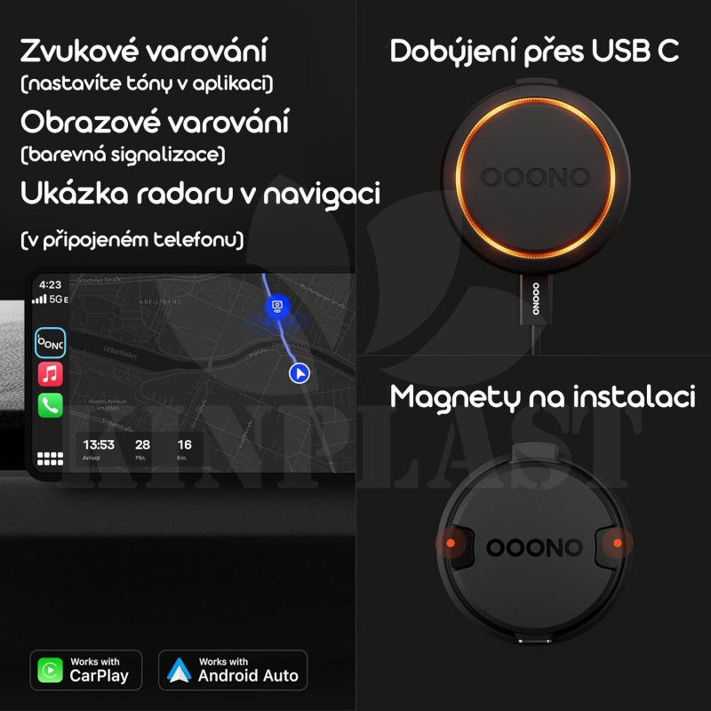 Antiradar OOONO CO-DRIVER NO. 2, nový model 2025 do auta, varuje před kontrolami rychlosti a nebezpečnými místy