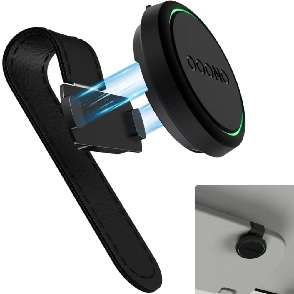 Antiradar Magnetický držák na clonu pro OOONO CO-Driver NO2,  kožená magnetická podložka s klipem pro sluneční clonu