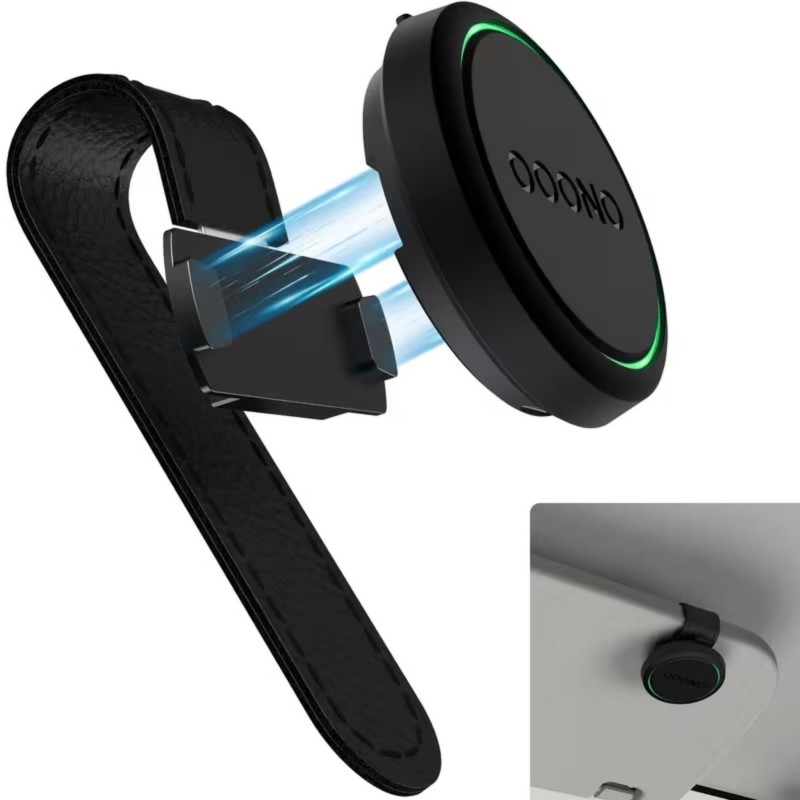 Antiradar Magnetický držák na clonu pro OOONO CO-Driver NO2,  kožená magnetická podložka s klipem pro sluneční clonu