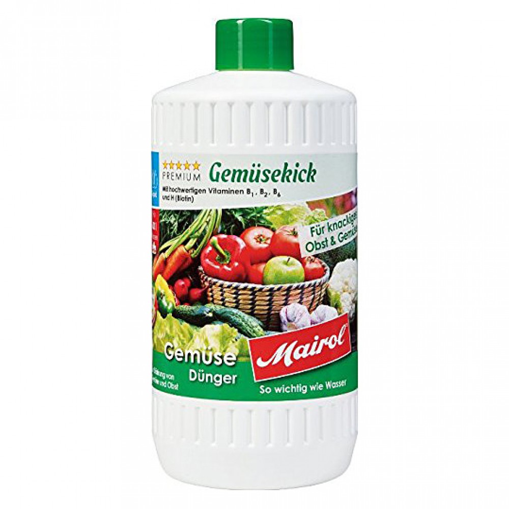 Hnojivo kapalné Mairol koncentrované hnojivo na zeleninu Kick Liquid 1000 ml na 500 litrů, podporuje růst zeleniny