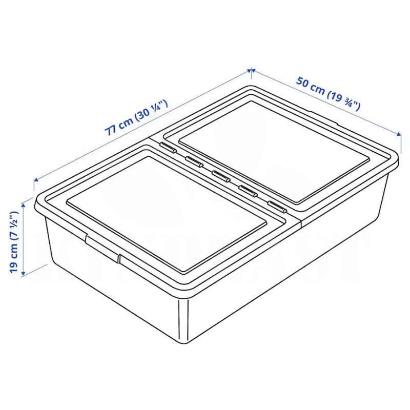 Úložná krabice s víkem, bílá, 50 x 77 x 19 cm