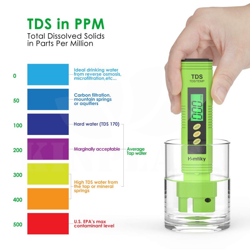 Měřič vodivosti vody, pH TDS EC PH metr + Teplota 4 v 1, kalibrační sada