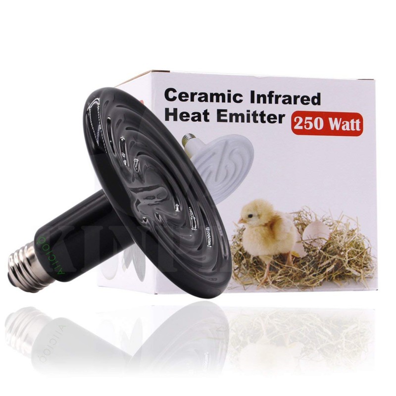 Keramická tepelná maxi lampa 250W, 230V/E27, topná lampa pro zvířata, kuřata, křepelky, plazi