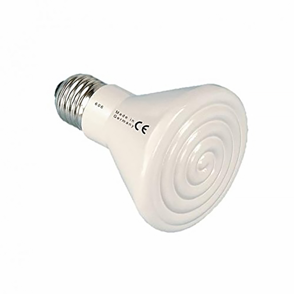 Keramická tepelná žárovka 100W, 230V/E27, topná lampa pro zvířata, kuřata, křepelky, plazi 