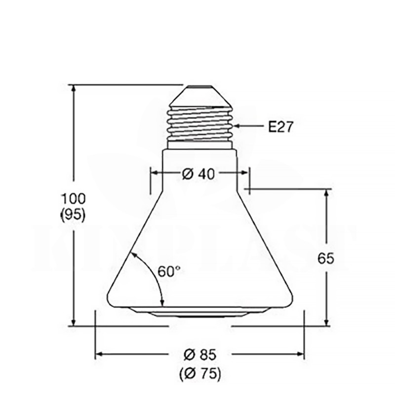 Keramická tepelná žárovka 100W, 230V/E27, topná lampa pro zvířata, kuřata, křepelky, plazi 