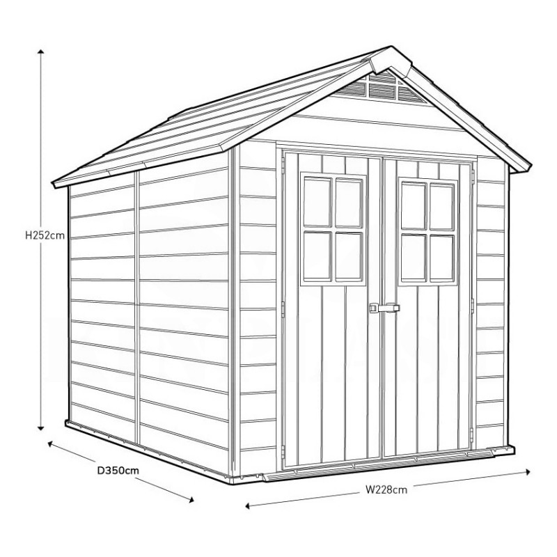 Zahradní domek Keter NEWTON 7511 228 x 350 cm, dřevo-plast EVOTECH, antracit