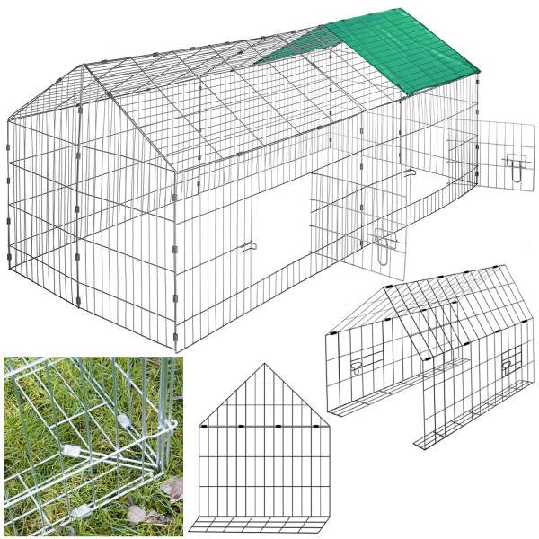 Výběh pro králíky, slepice a křepelky 180 x 90 x 75 cm s bezpečnou podhrabovou zábranou