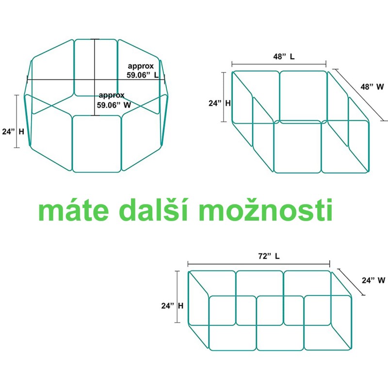 Výběh přenosný, 8 mříží, 106,6 × 60,9 cm, pro psy, kuřata a králíčky