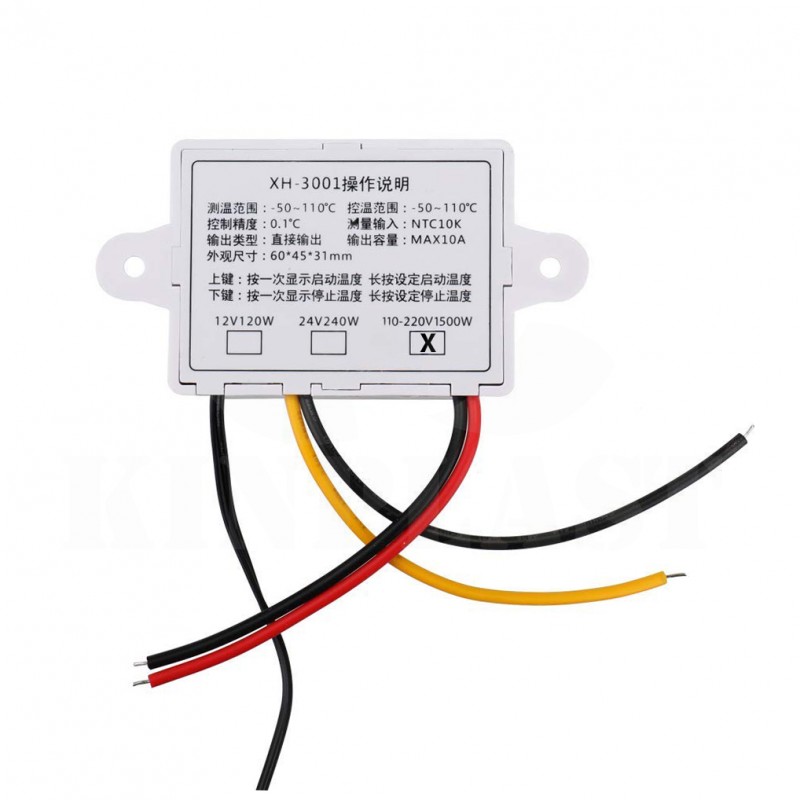 Digitální termostat XH-W3001 s externím senzorem -50~99°C, 230V, regulace až 3000W