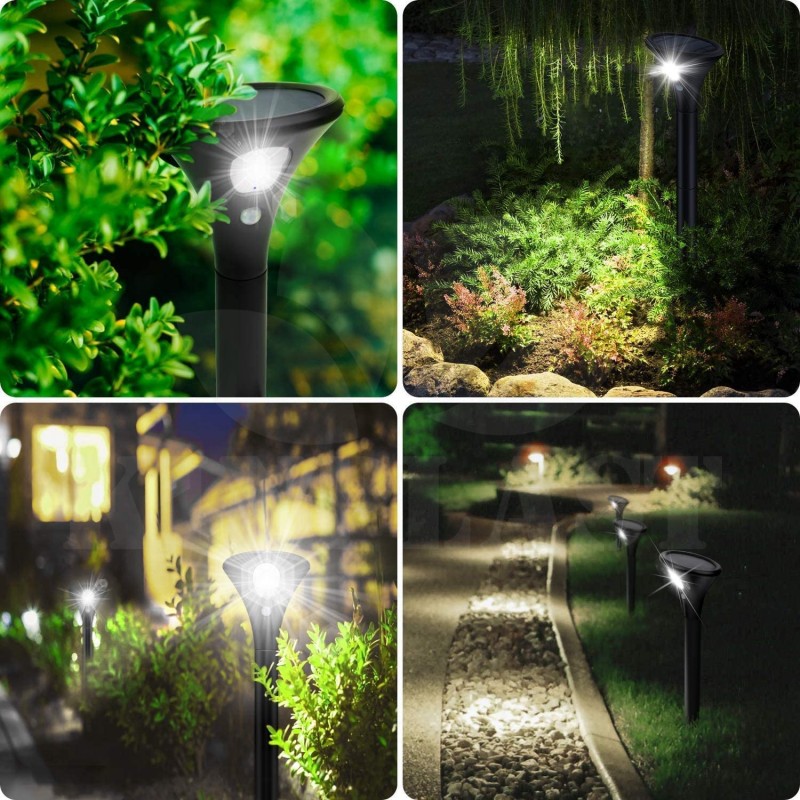 Zahradní solární lampa s detektorem pohybu, 2 kusy, 2 režimy, 2 W,1500 mAh