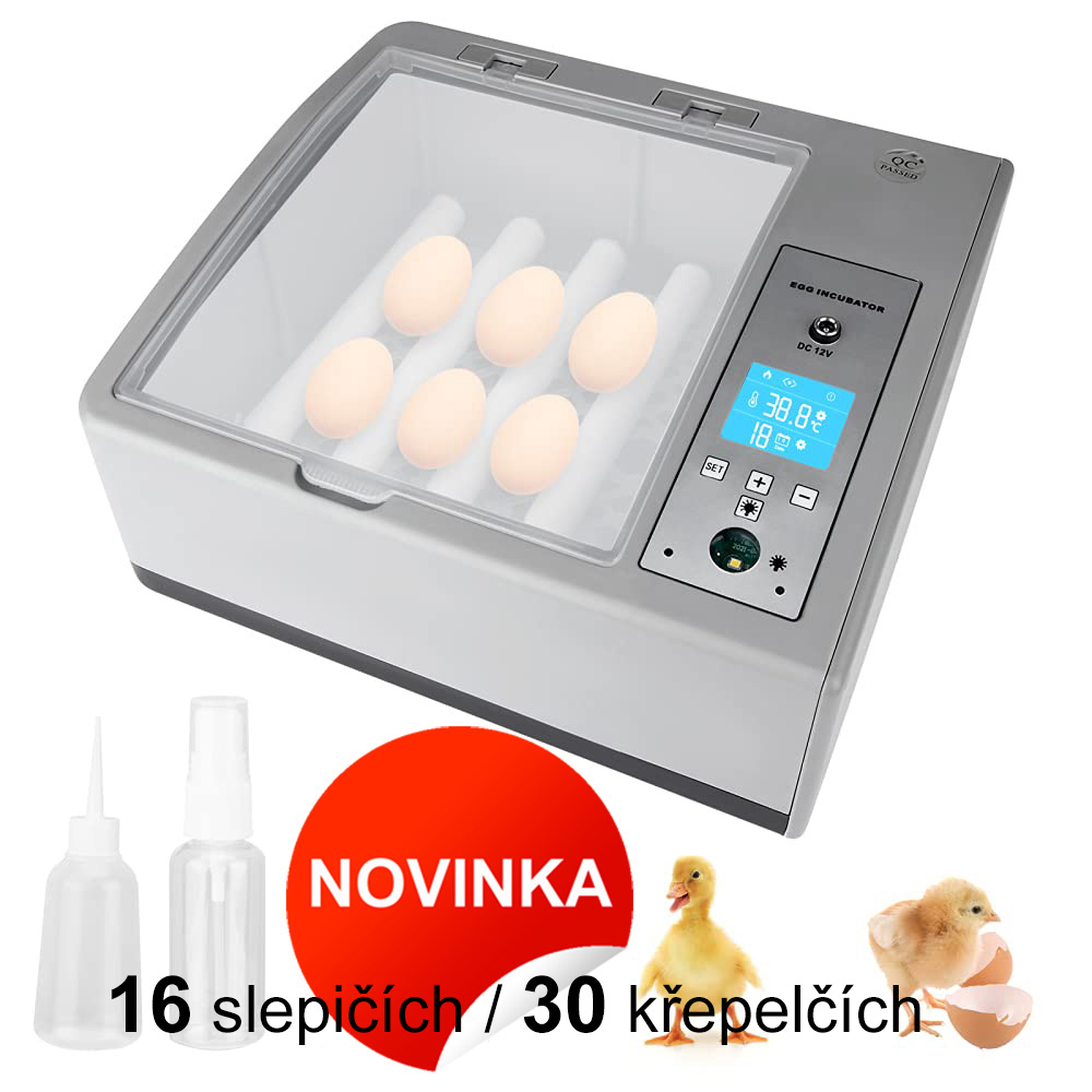 Líheň automatická digitální inkubátor 16 vajec 220V a 12V