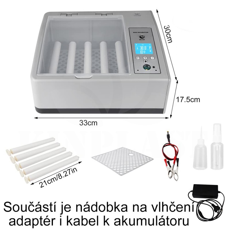 Líheň automatická digitální inkubátor 16 vajec 220V a 12V