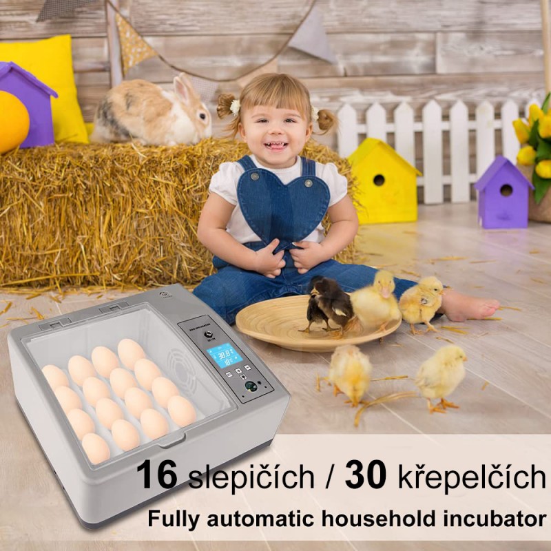 Líheň automatická digitální inkubátor 16 vajec 220V a 12V