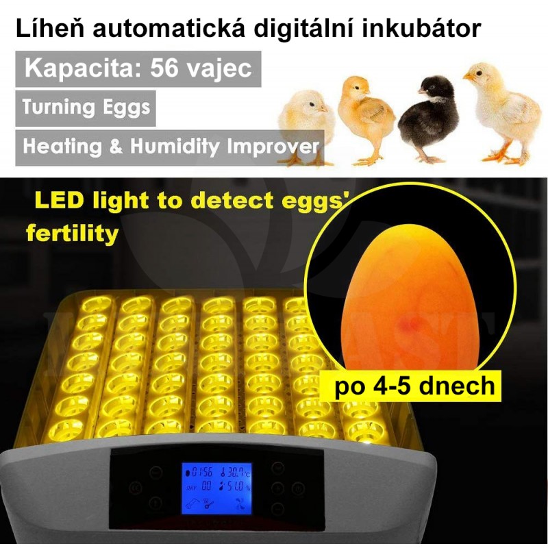 Líheň automatická digitální inkubátor 56 vajec Incubato