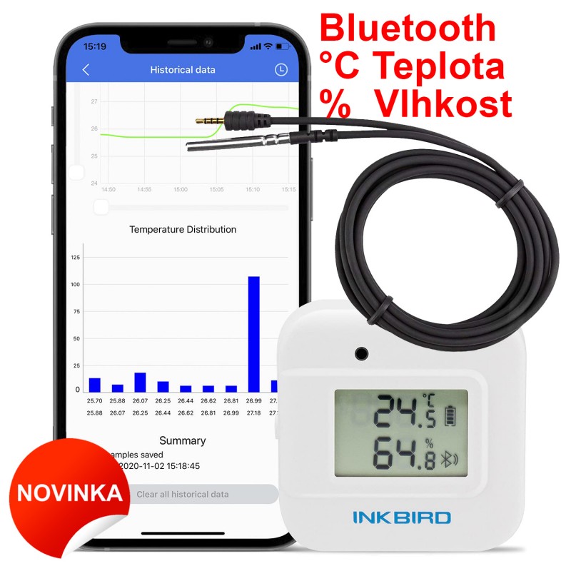 Digitální mini teploměr a vlhkoměr Inkbird IBS-TH2 PLUS Bluetooth s externí sondou