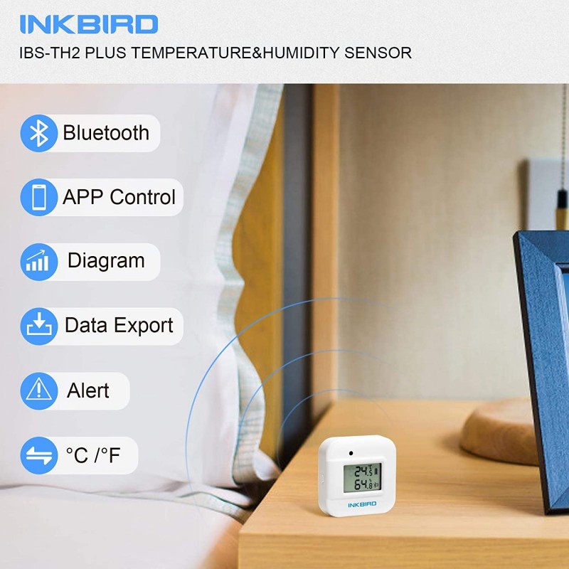 Digitální mini teploměr a vlhkoměr Inkbird IBS-TH2 PLUS Bluetooth s externí sondou