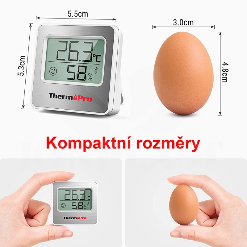 Digitální mini teploměr a vlhkoměr ThermoPro, bluetooth 80 m