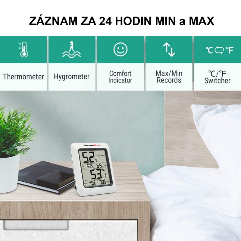 Digitální mini teploměr a vlhkoměr ThermoPro TP50