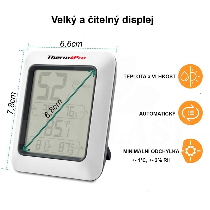 Digitální mini teploměr a vlhkoměr ThermoPro TP50