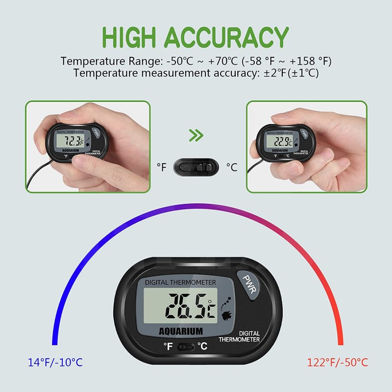 Digitální mini teploměr -50 °C ~ + 70 °C s přísavkou a sondou pro inkubátor