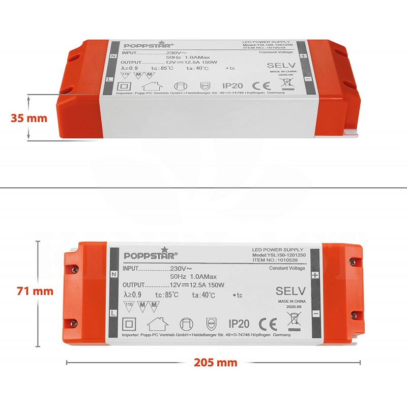 Transformátor 220 V na 12 V DC až 150 W Star