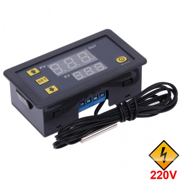 Digitální termostat panelový LCD 220V 20A W3230 s externím senzorem -50°C - +99°C