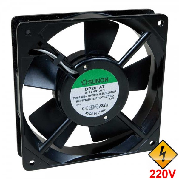 Ventilátor AC Sunon 120 x 120 x 25 mm, 220-240 VAC/100 mA, otáčky až 2000 RPM s ložiskem 