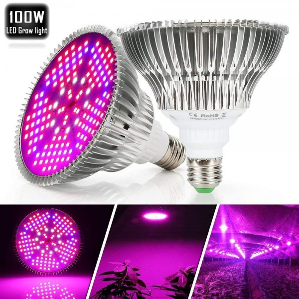 Grow LED žárovka 100W Full, patice E27 pro růst rostlin 150 led diod