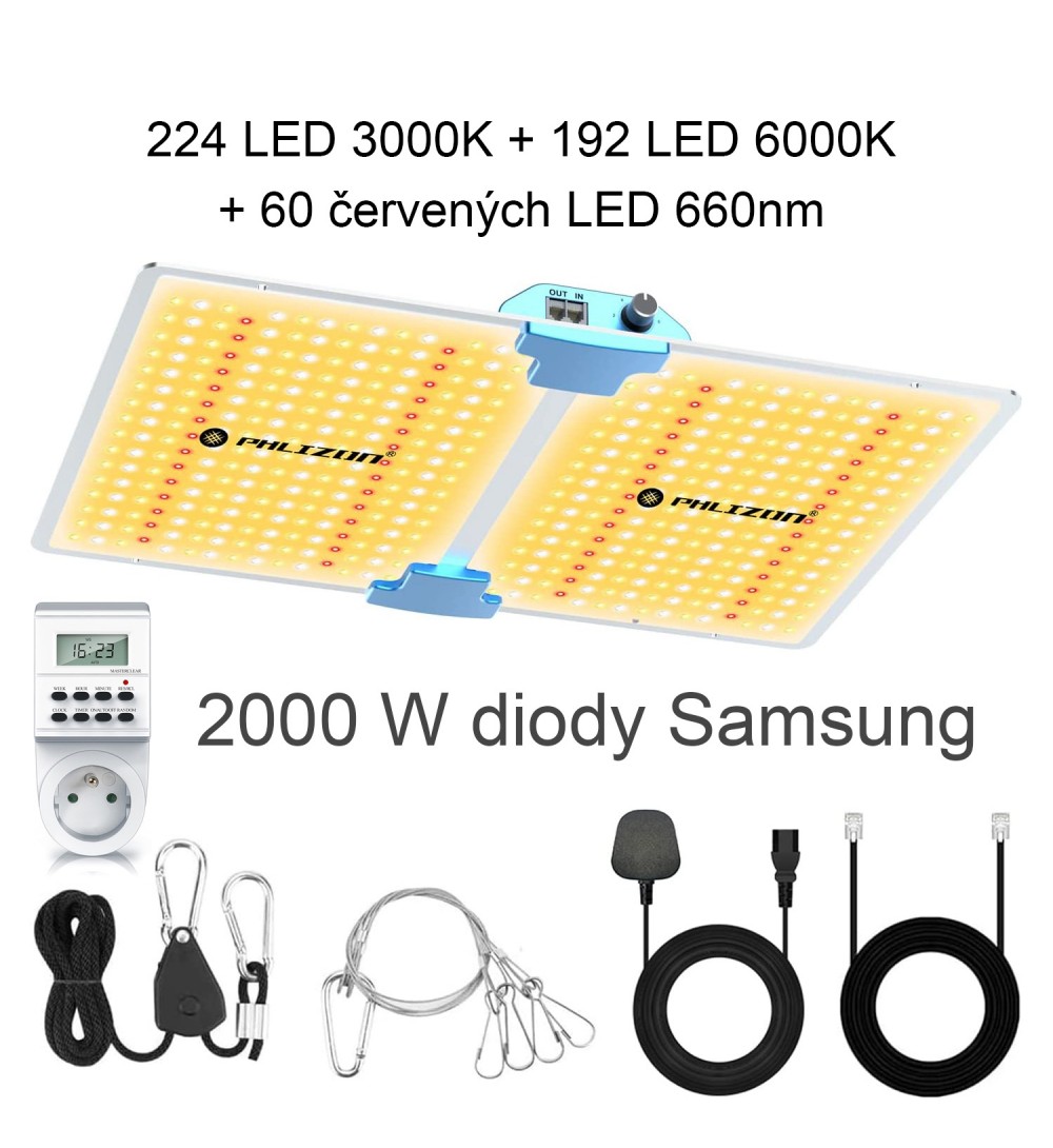 Grow LED panel Phlizon 2000 W stmívatelná světla, plné spektrum 476 LED Samsung