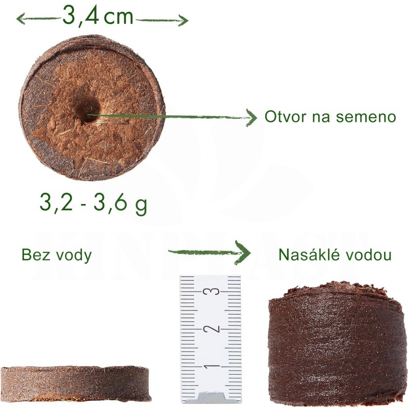 Jiffy, zdrojové sadbovací tablety z kokosu s živinami, 125 prémiových tablet bez rašeliny, průměr 36 mm