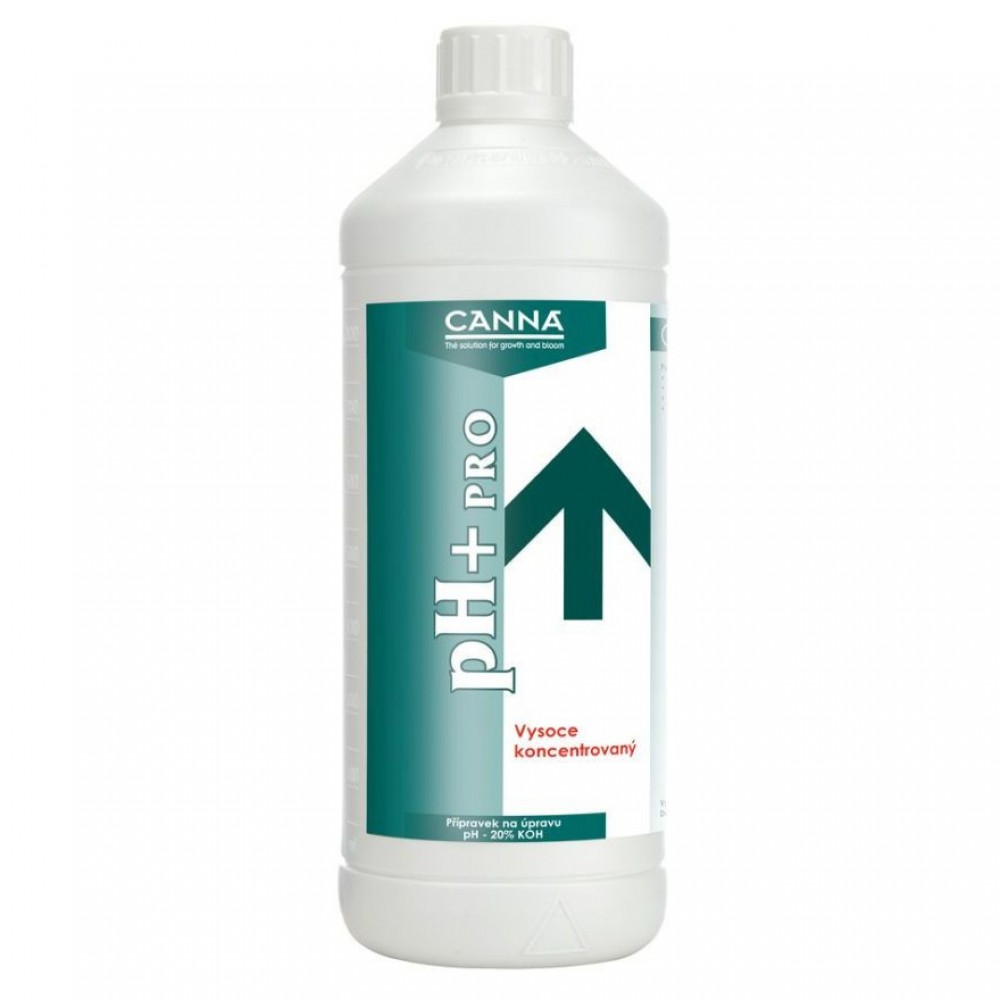 Roztok pro zvýšení pH Canna pH+ PRO 1 l, 20% hydroxid,  je určen pro větší korekce díky své koncentraci